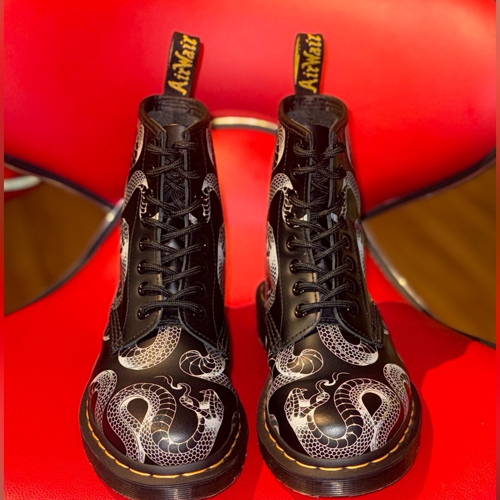 Dr. Martens Black and White Lace Up Boots